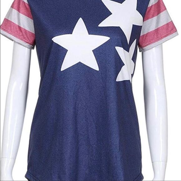 Star Printed Short sleeve red white and blue - Picture 1 of 8